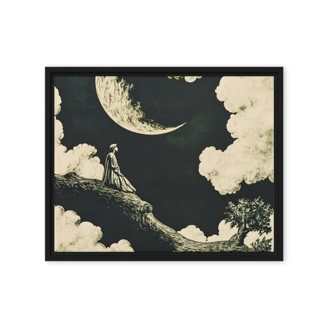 Contemplation Under the Crescent Moon | Art Print