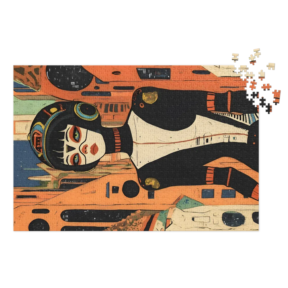 Futuristic Female Character in Urban Landscape | Jigsaw Puzzle (252/520 pieces)