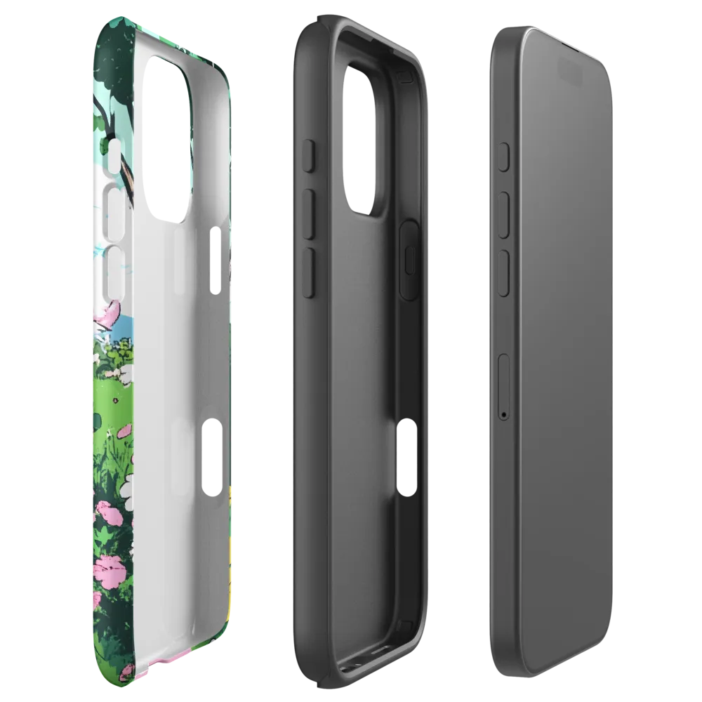 Serene Landscape with Flowers and Butterflies | Phone Case