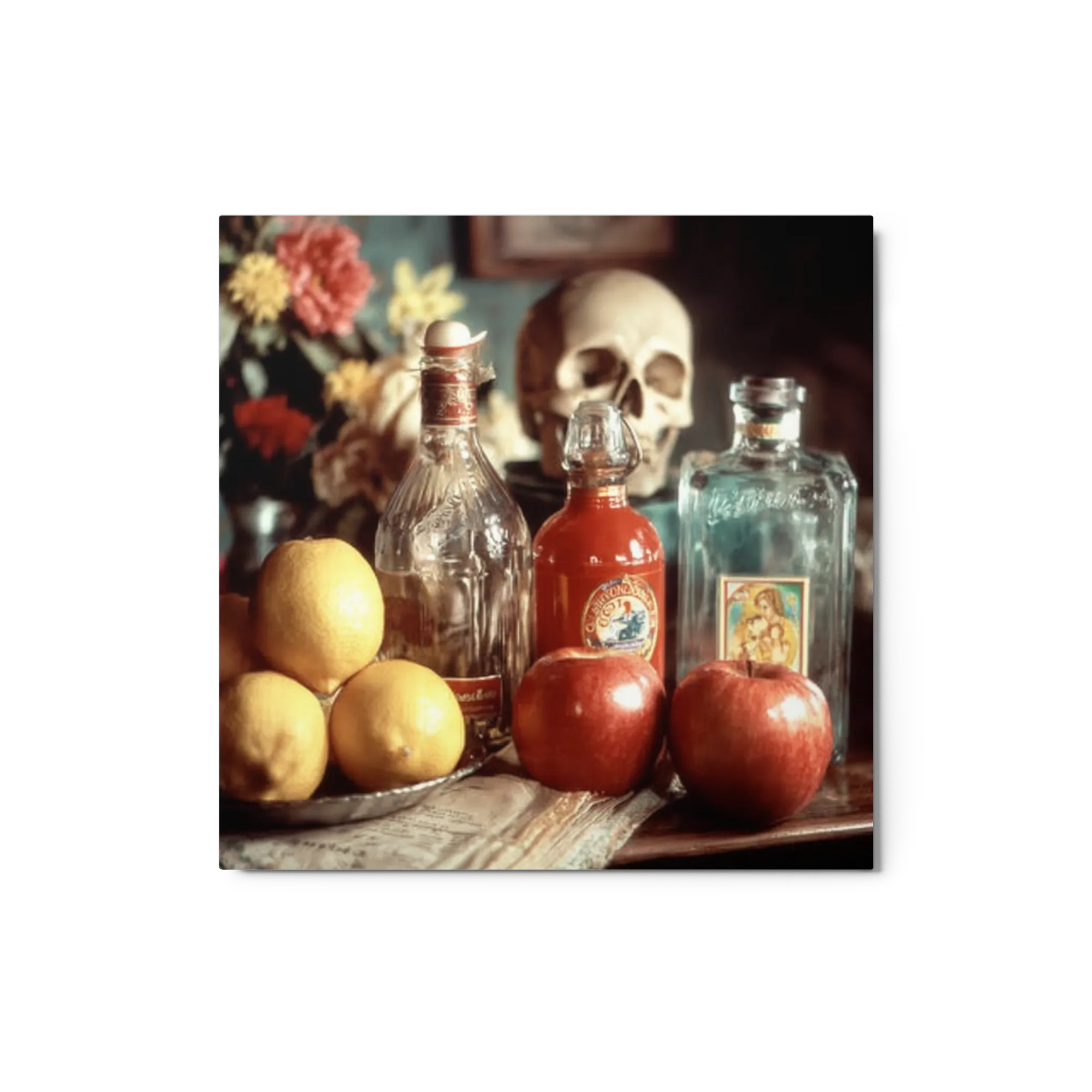 Vanitas Still Life with Skull and Fruit