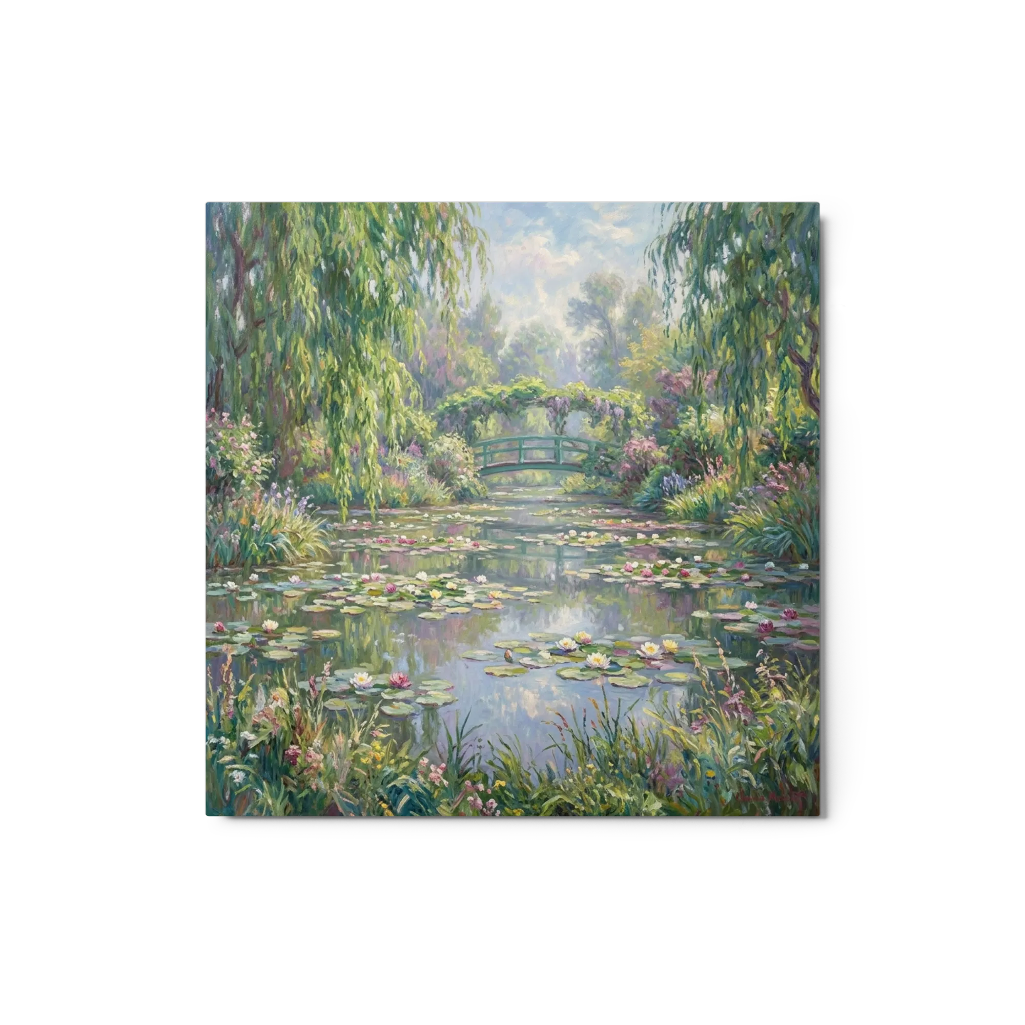 Water Lilies and Japanese Bridge 
 Canvas with Brown Frame