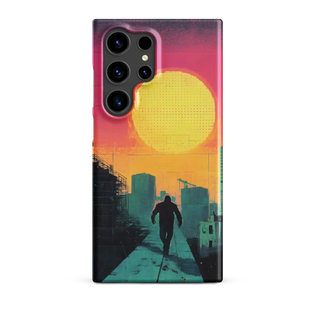 Silhouette Walking in Sunset Cityscape | Phone Case