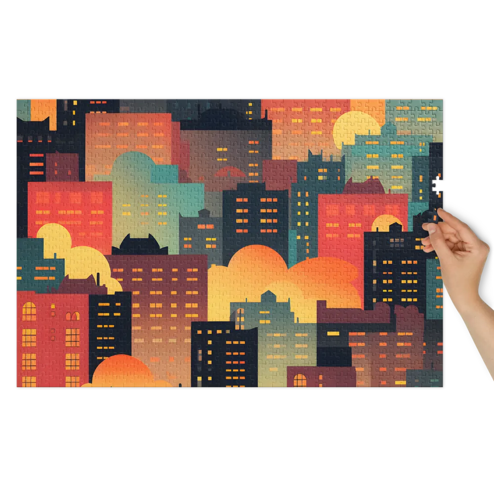 Colorful Cityscape at Sunset | Jigsaw Puzzle (252/520 pieces)