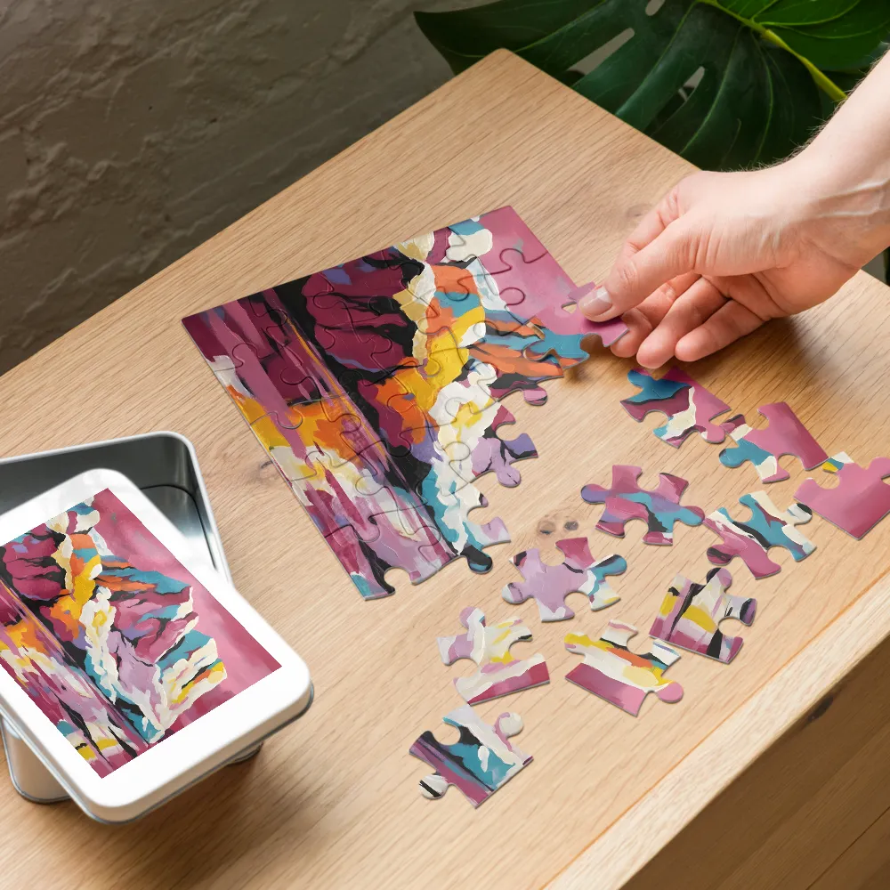 Colorful Impasto Peak 
 Jigsaw Puzzle in Tin Box