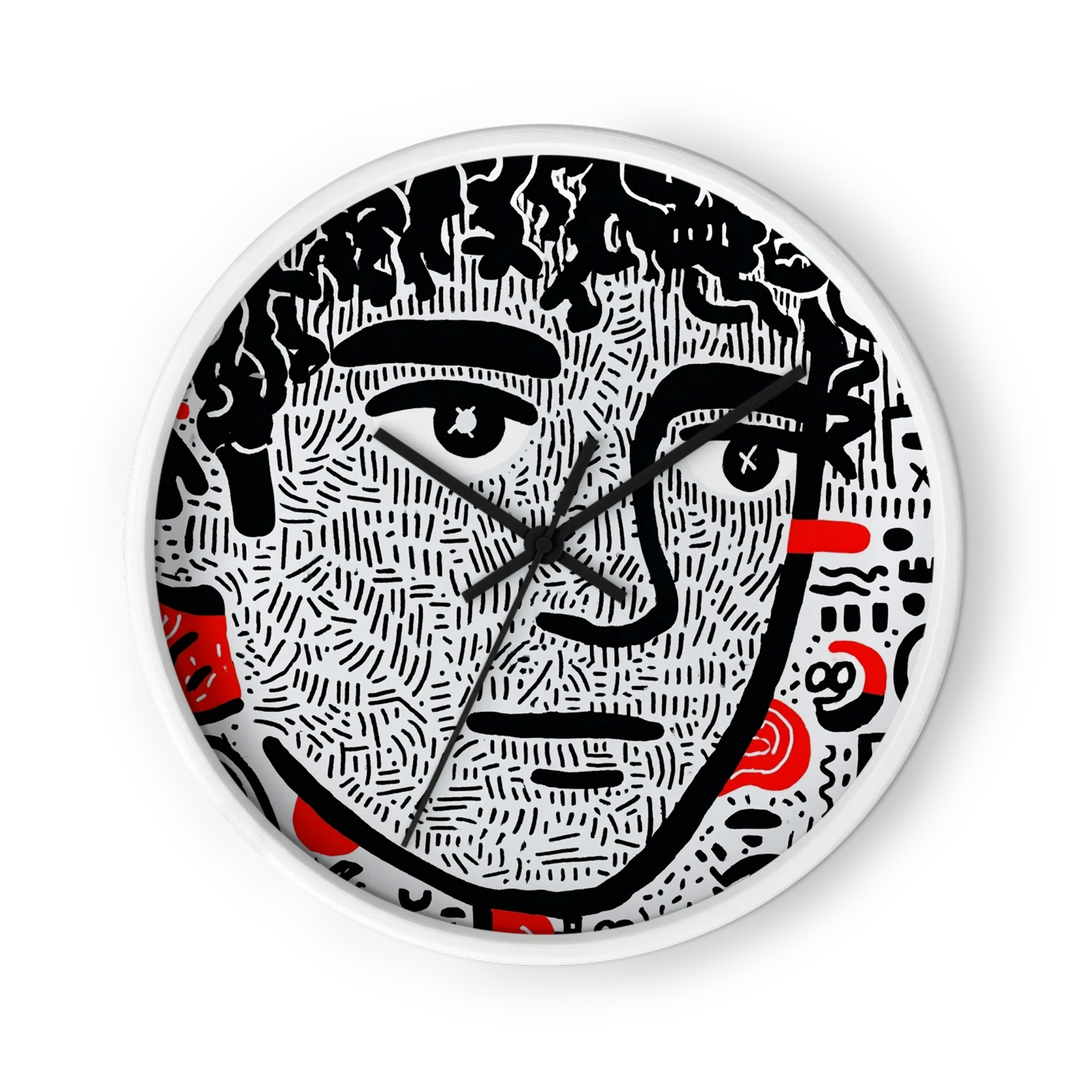 Doodled Portrait in Black, White, and Red