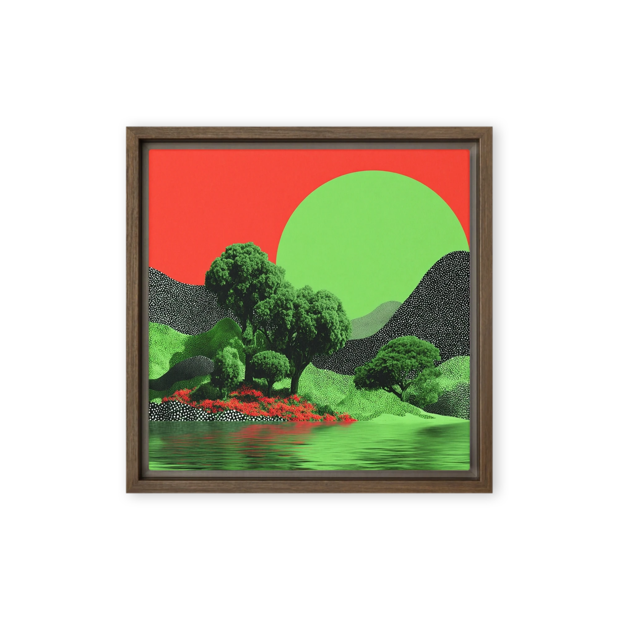 Emerald Trees on Red Horizon