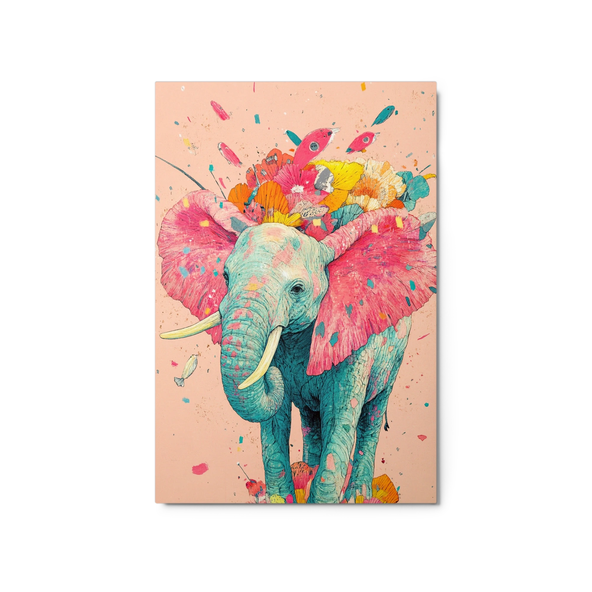 Colorful Elephant with Floral Crown