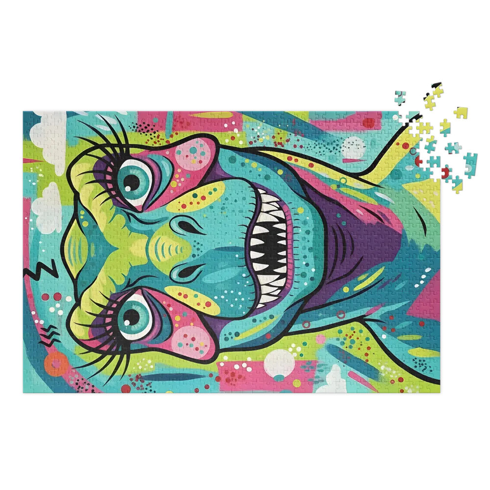 Neon Dino Portrait | Jigsaw Puzzles