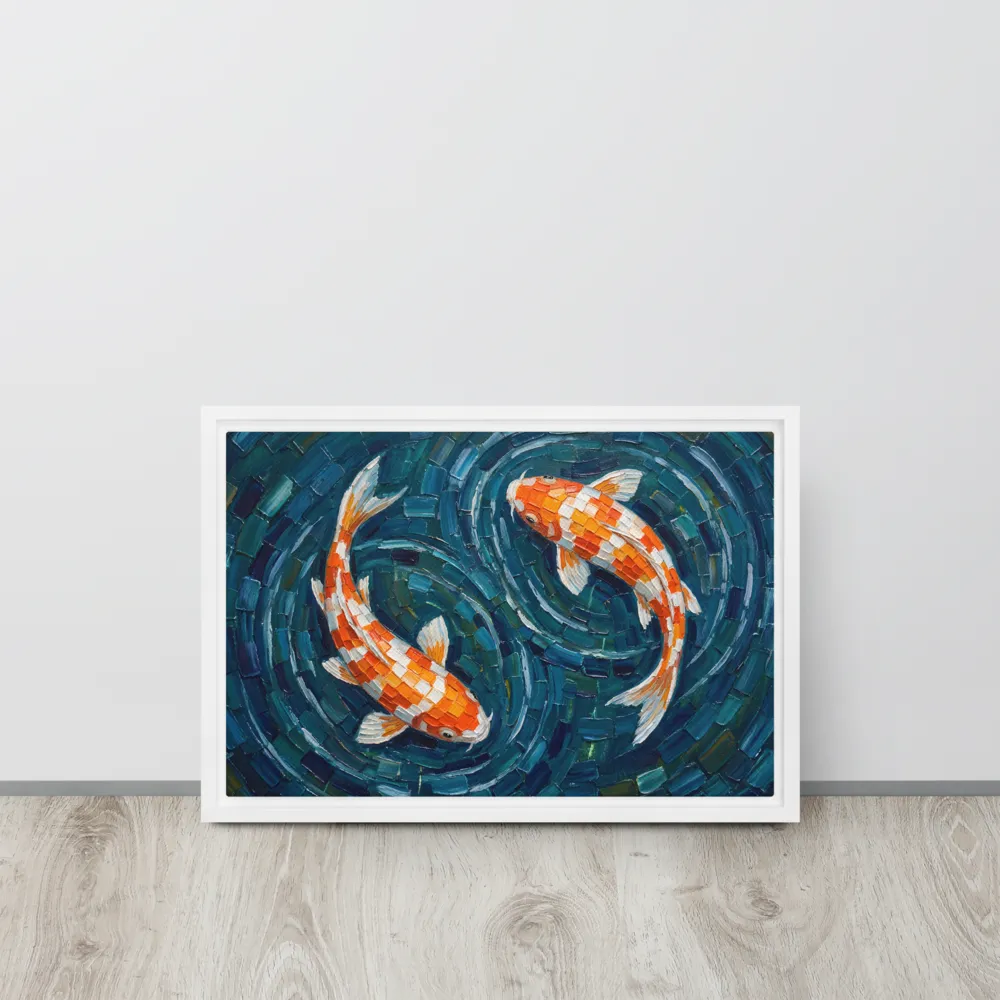 Van Gogh Style Koi Pond 
 Canvas with White Frame