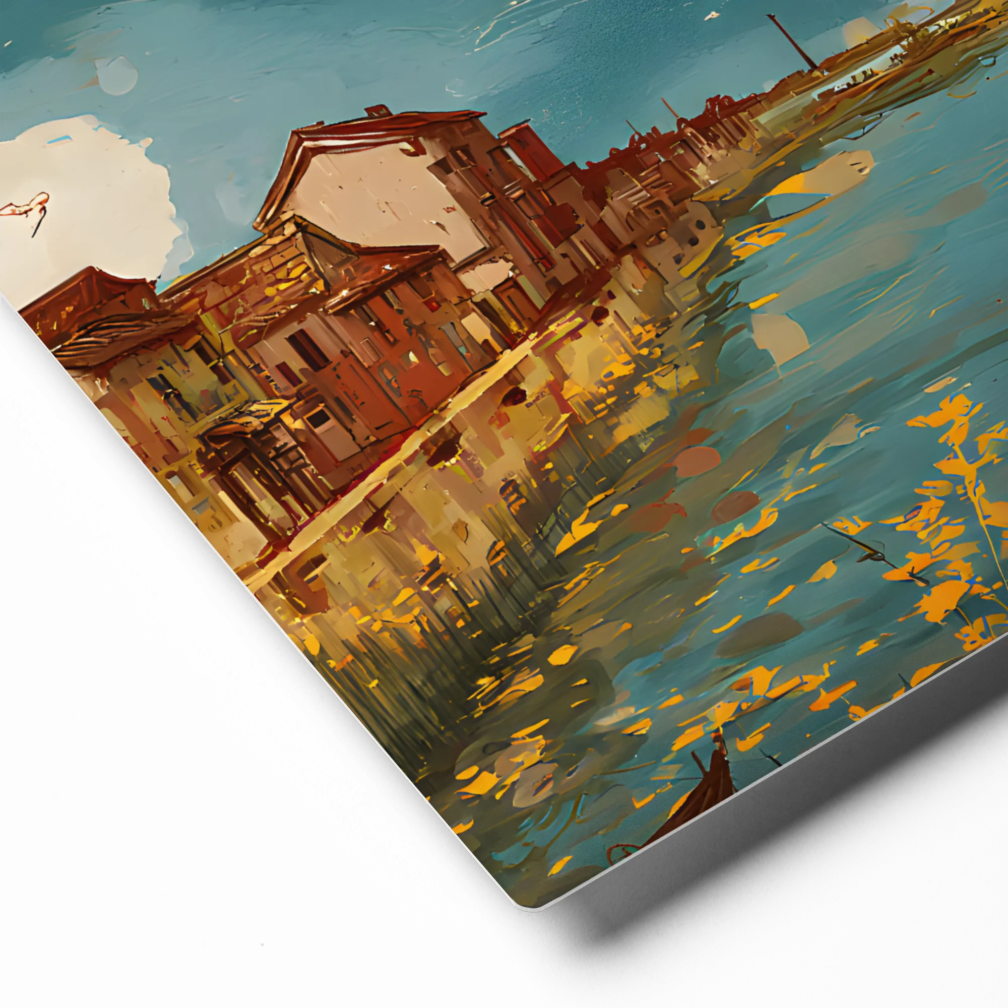 Golden Autumn Riverside 
 Canvas | 8″x 8″