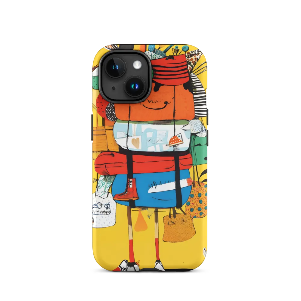 Cheerful Character with Colorful Bags | Phone Case