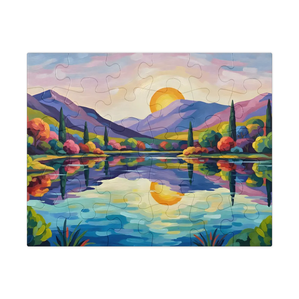 Impressionist Mountain Reflections 
 Jigsaw Puzzle in Tin Box