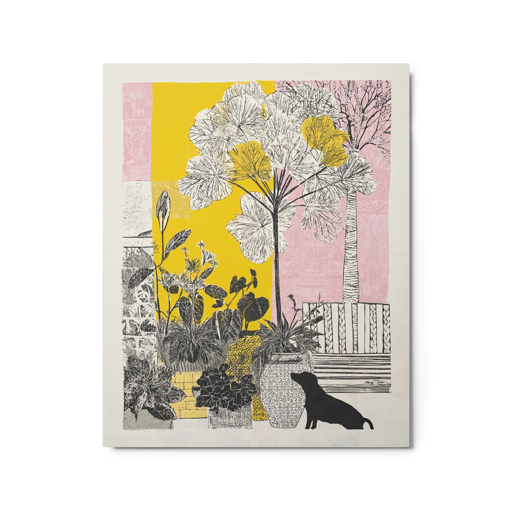Potted Plants and Dog Silhouette