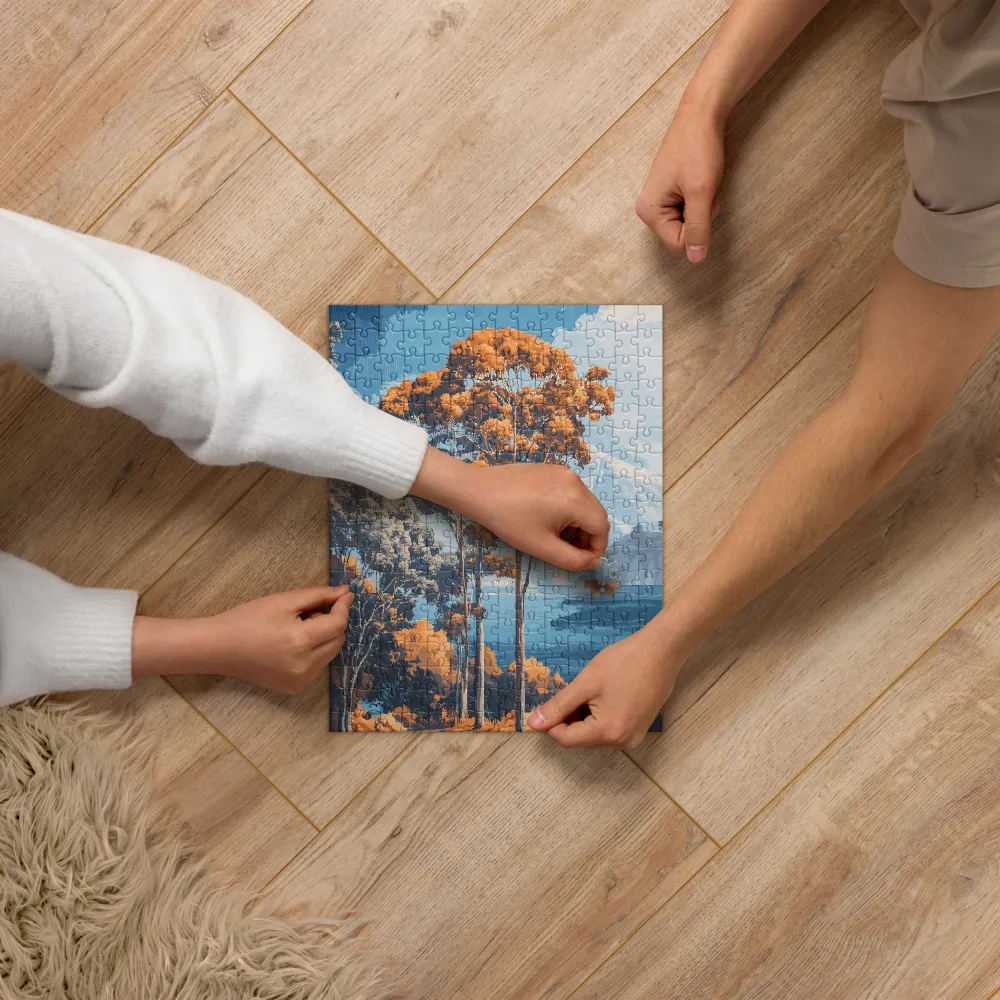 Pixelated Autumn Serenity 
 Jigsaw Puzzle
