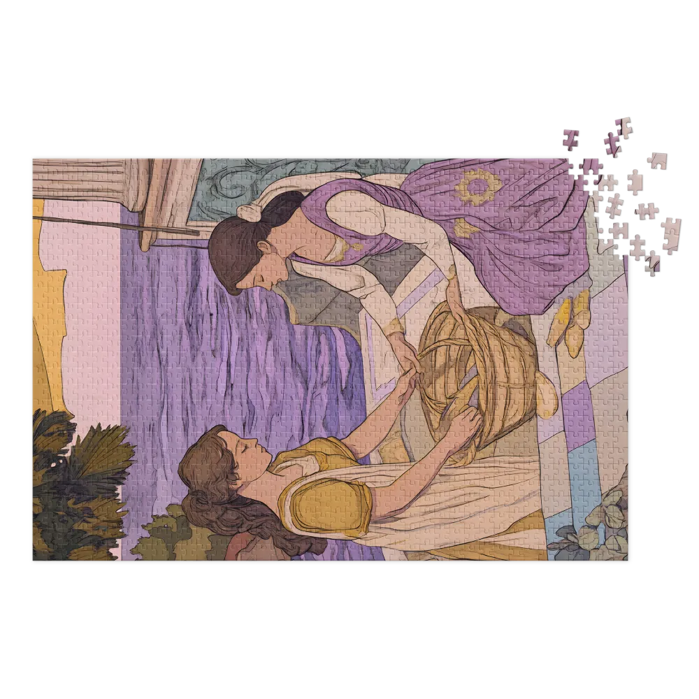 Maidens by the Water 
 Jigsaw Puzzle in Tin Box
