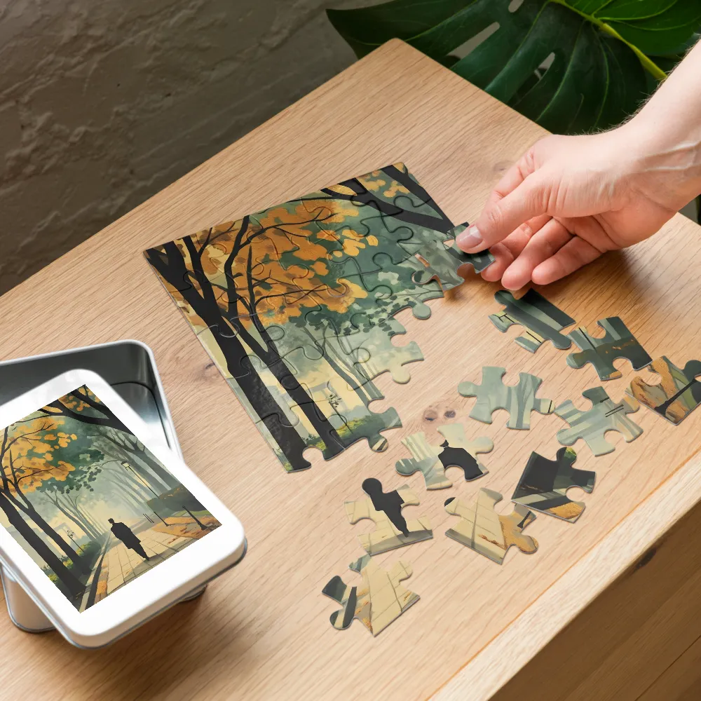 Solitary Stroll in Autumn 
 Jigsaw Puzzle in Tin Box