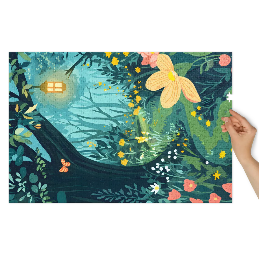 Serene Forest Pathway Illustration | Jigsaw Puzzle (252/520 pieces)