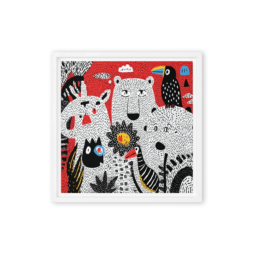 Red Folk Animals | Art Print