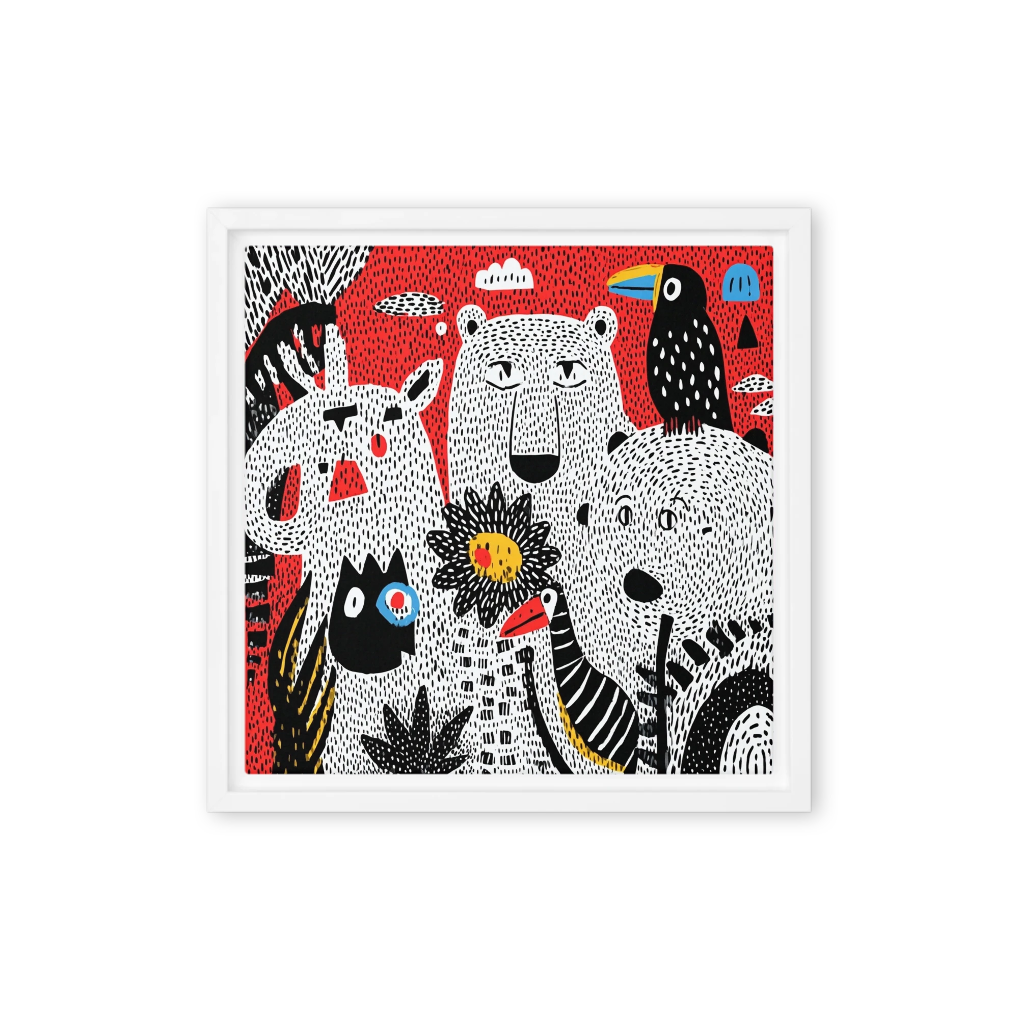 Red Folk Animals | Art Print