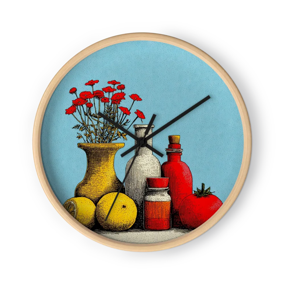 Table Still Lifes In Fine Grain — Red Jug, Yellow Lemons