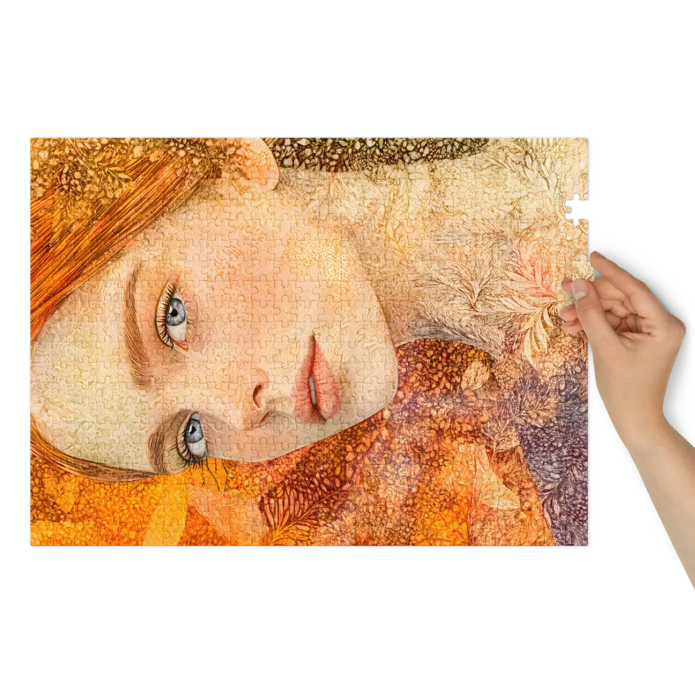 Amber Floral Portrait 
 Jigsaw Puzzle in Tin Box
