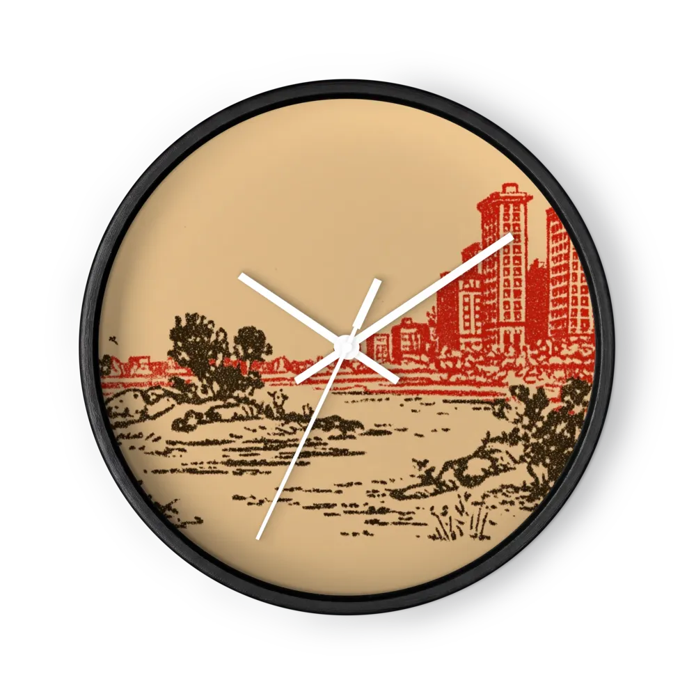 Red Horizon Skyline | Wall Clock