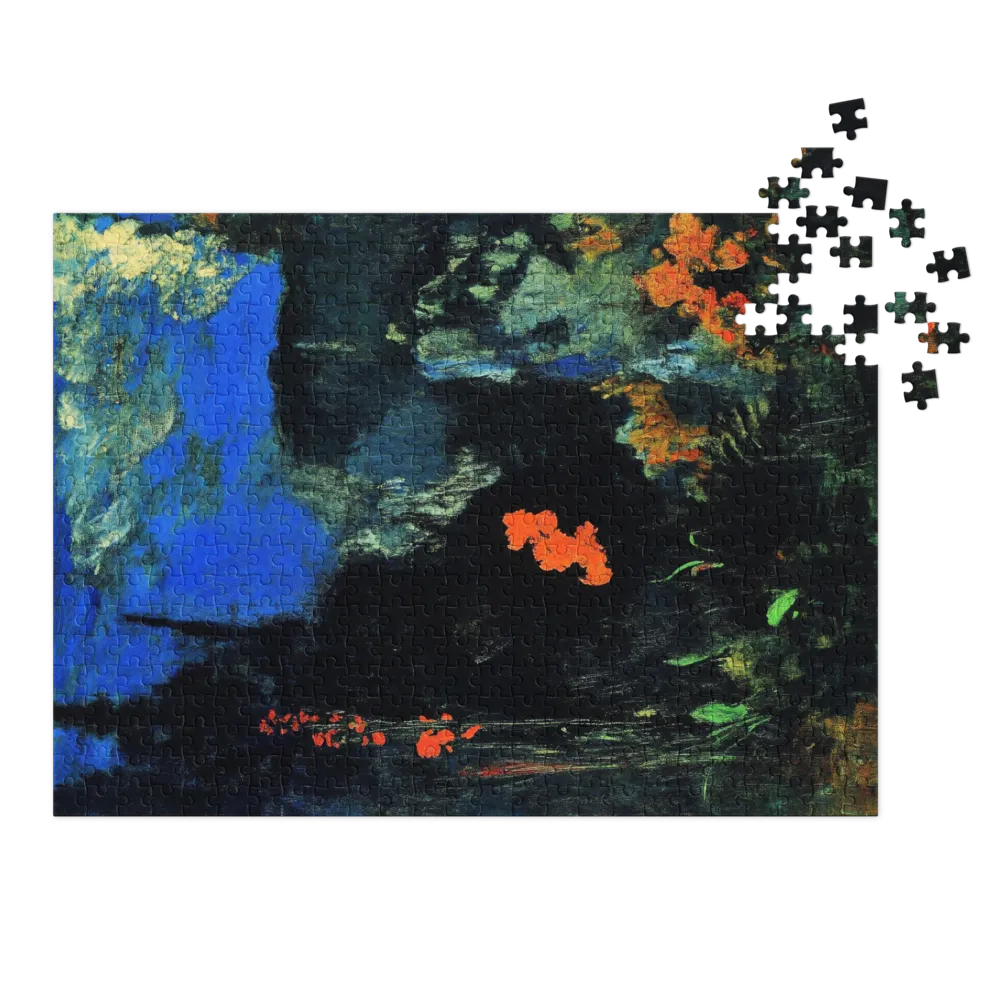 Dramatic Landscape with Orange Flowers