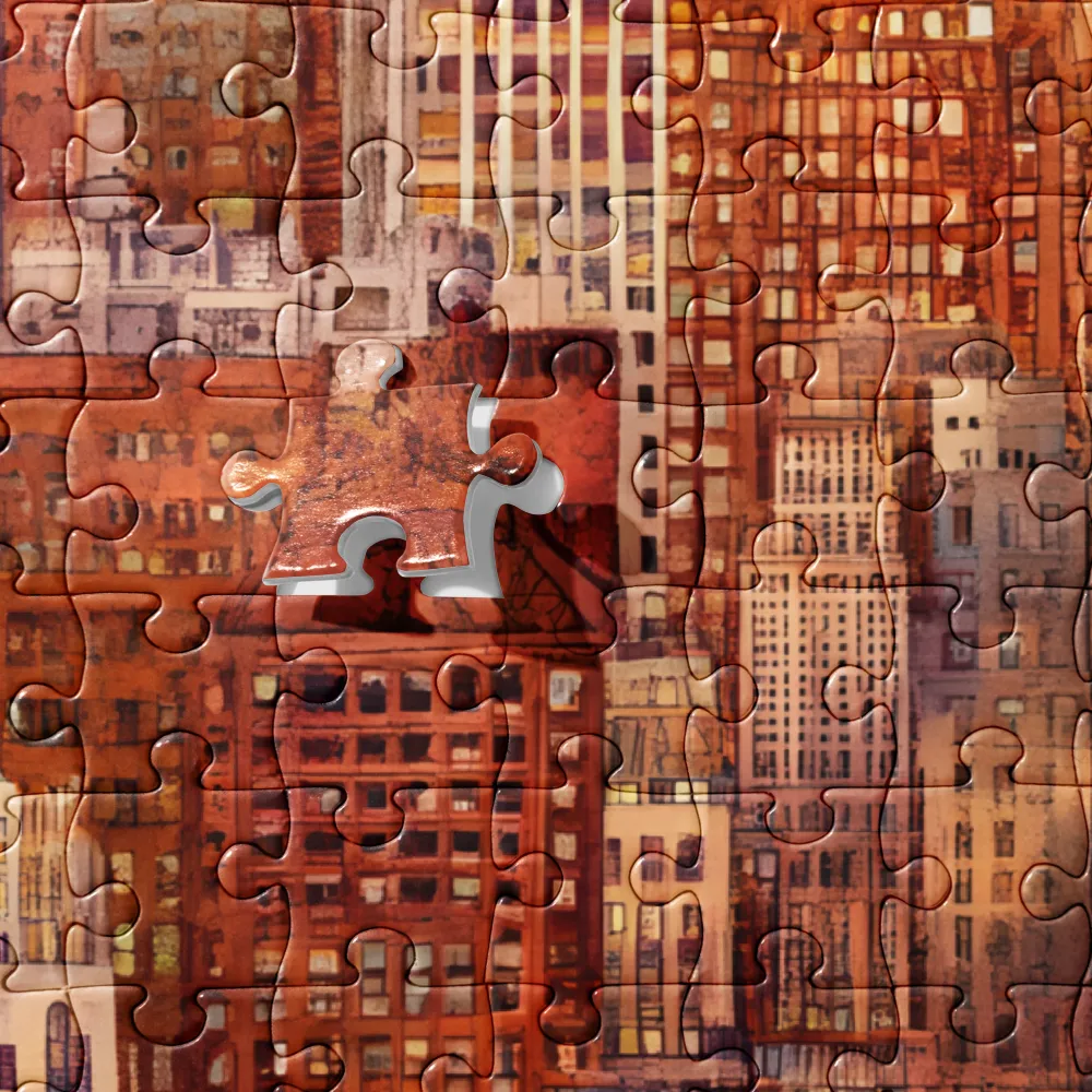 Watercolor City Skyline 
 Jigsaw Puzzle in Tin Box