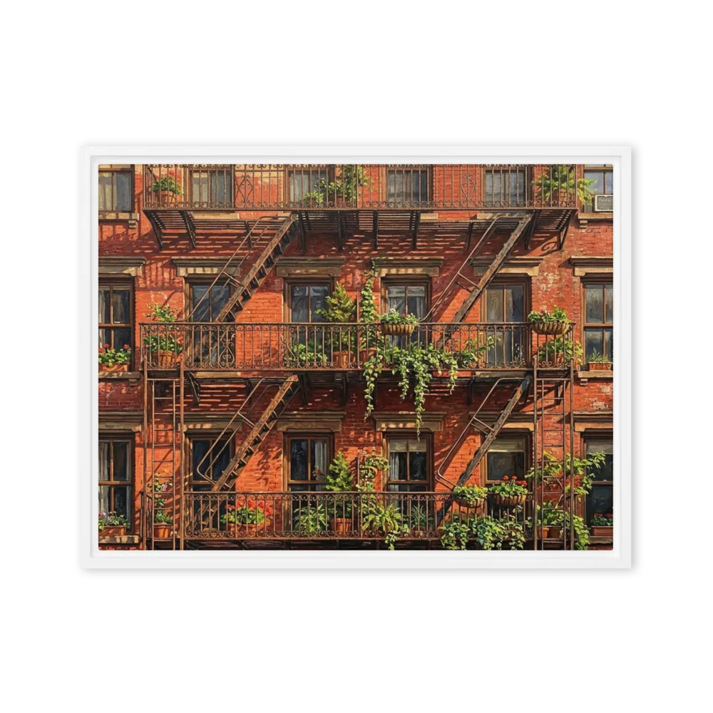 Urban Greenery Fire Escape 
 Poster with White Frame | 20″x 30″