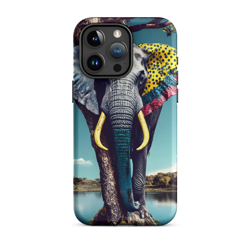 Stylized Elephant and Tree in Landscape | Phone Case