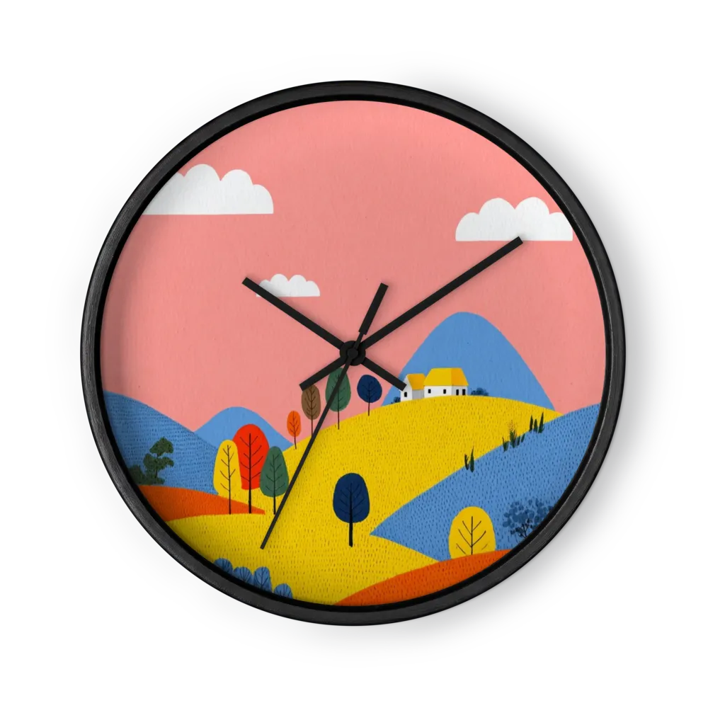 Pink Sky Rolling Hills | Wall Clock