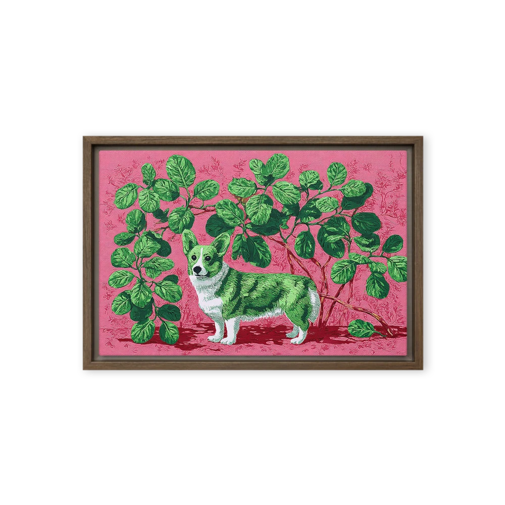 Botanical Green Corgi | Art Print