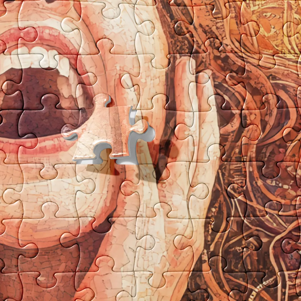 Exuberant Mosaic Portrait 
 Jigsaw Puzzle in Tin Box