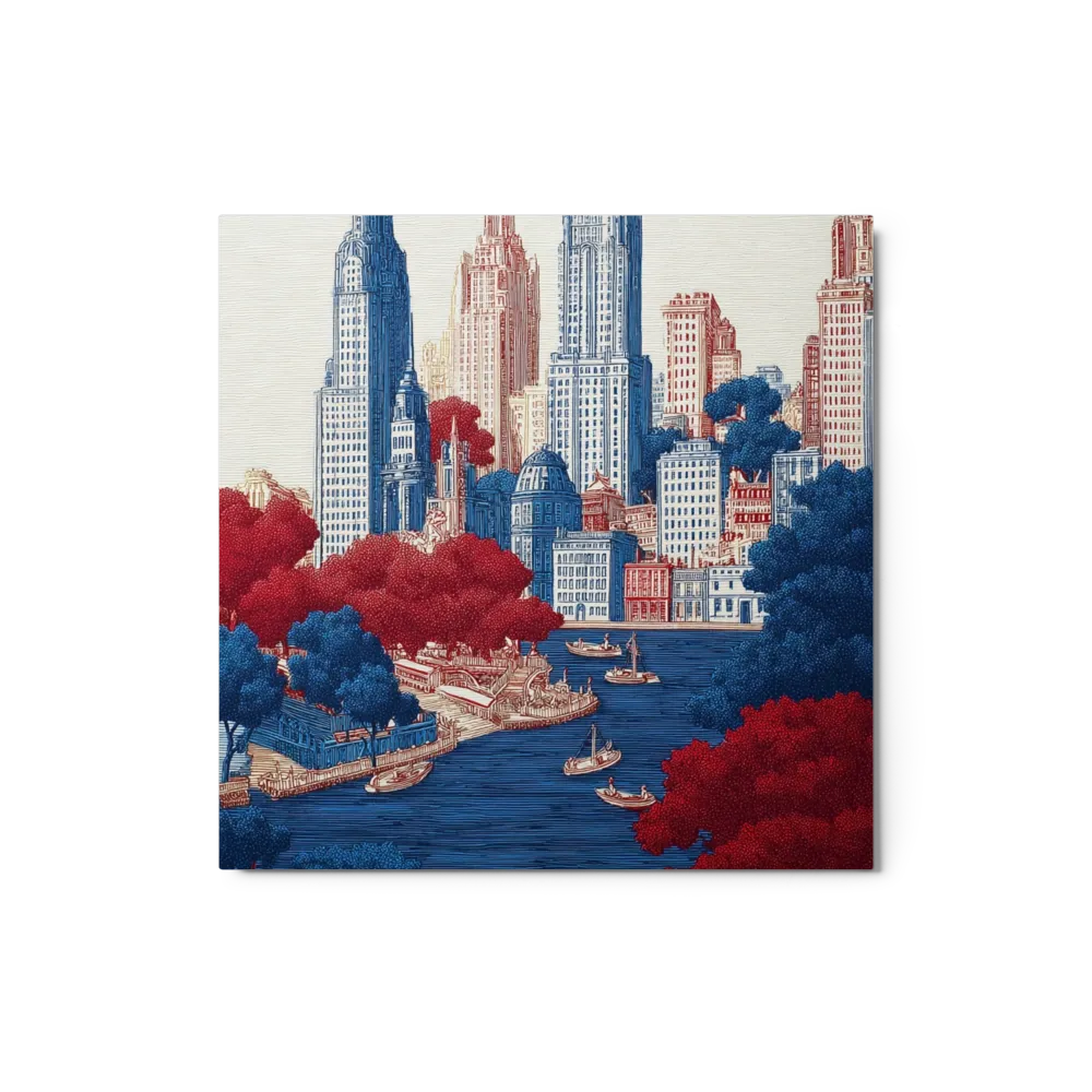 Metropolis in Red and Blue 
 Canvas | 26″x 26″