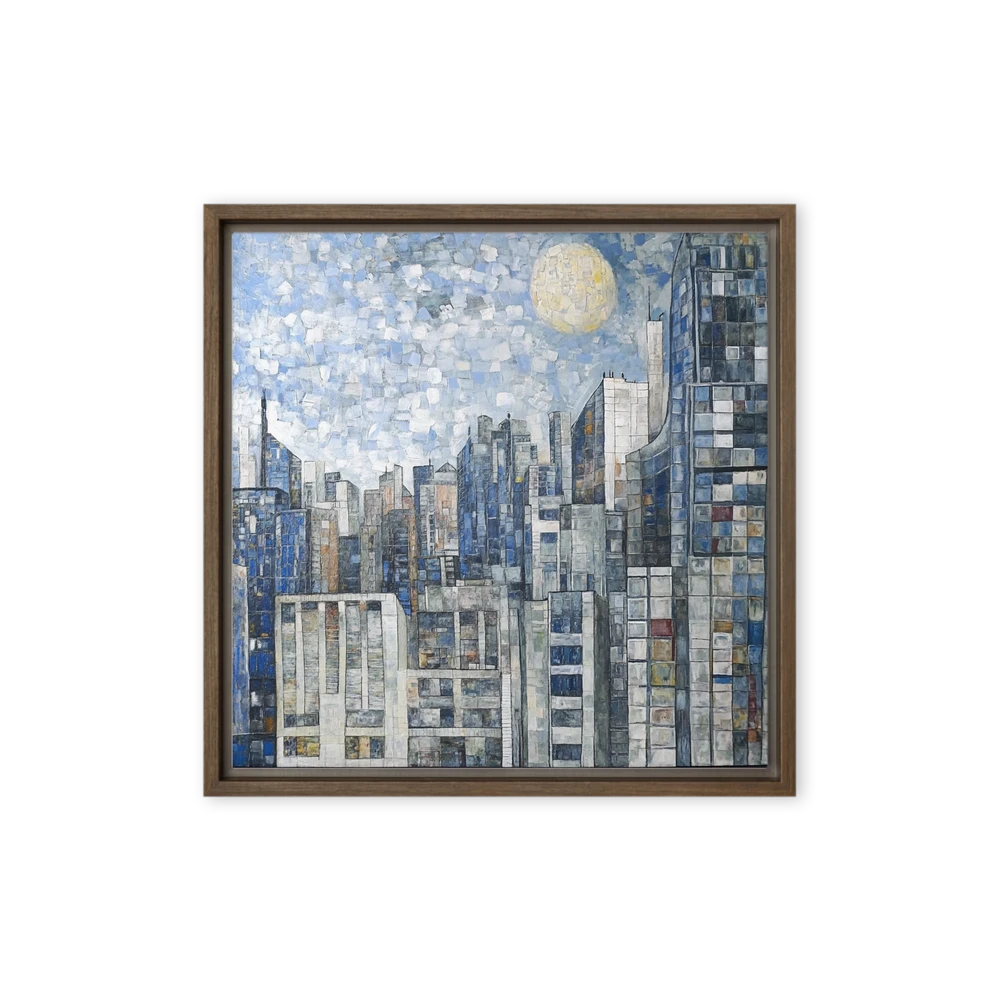 Moonlit Mosaic City | Art Print