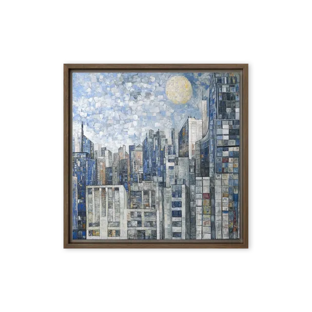 Moonlit Mosaic City | Art Print