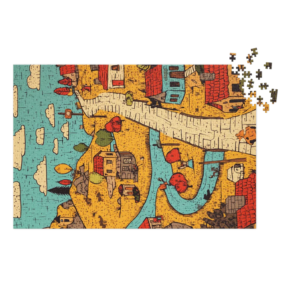 Paisagem de Aldeia Caprichosa 
 Puzzle em caixa de metal