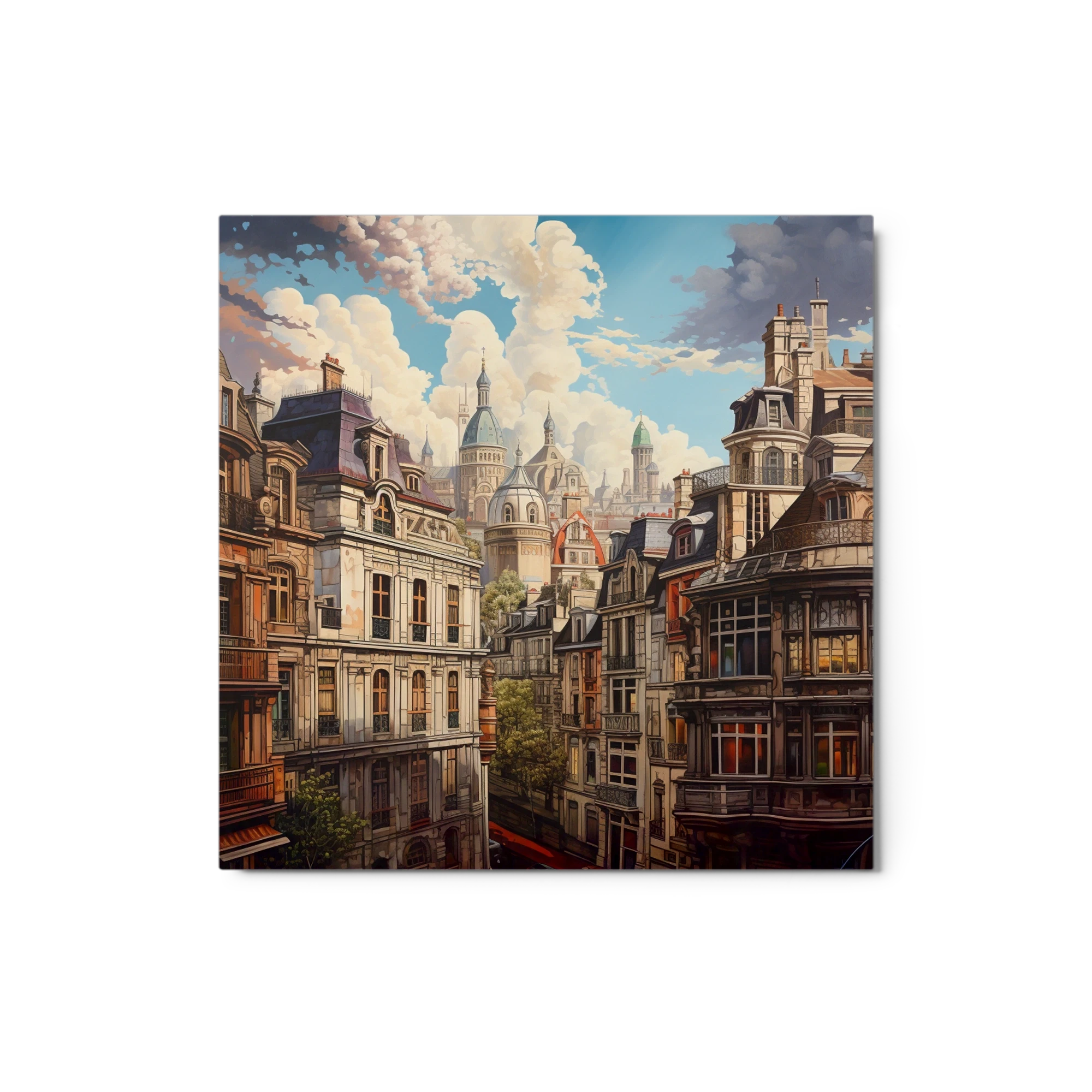 Detailed Cityscape with Clouds