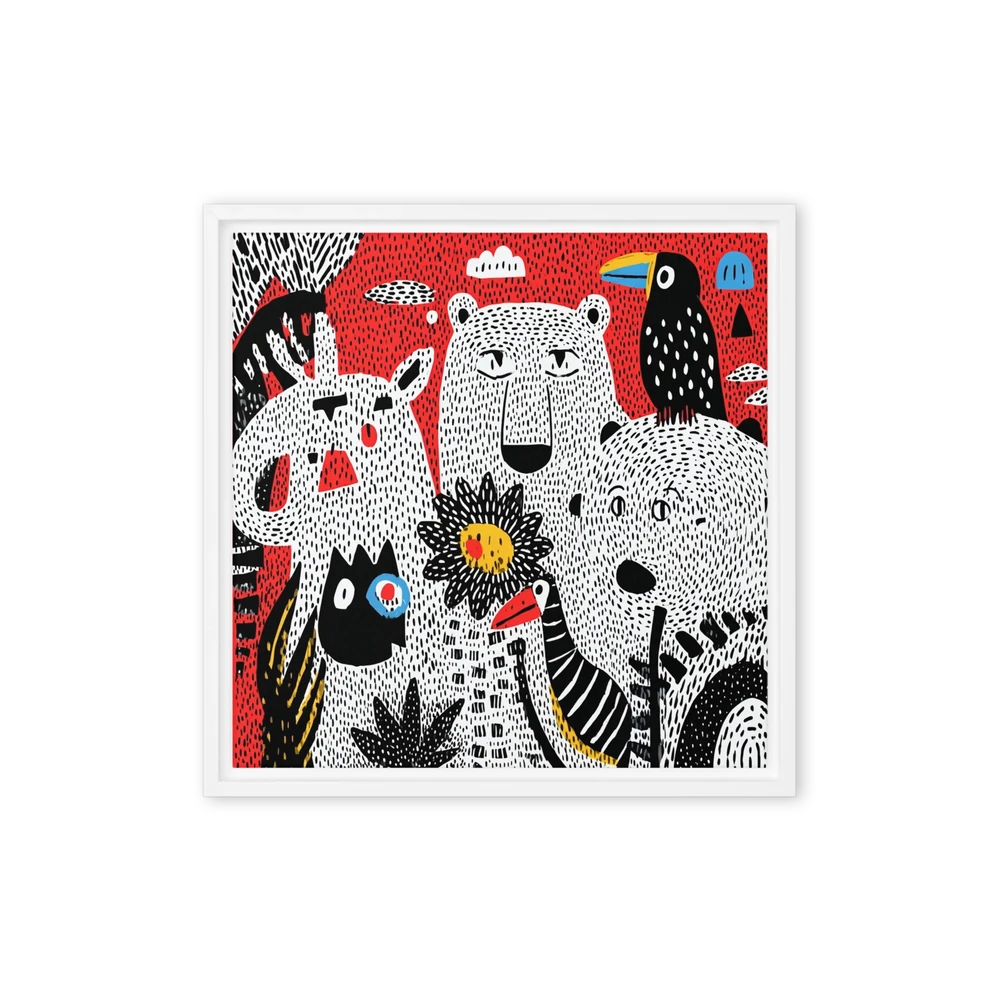 Red Folk Animals | Art Print
