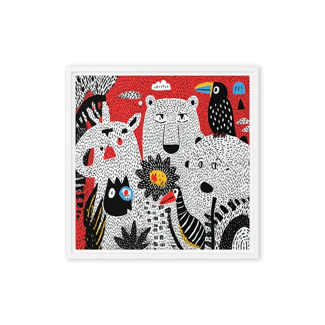 Red Folk Animals | Art Print
