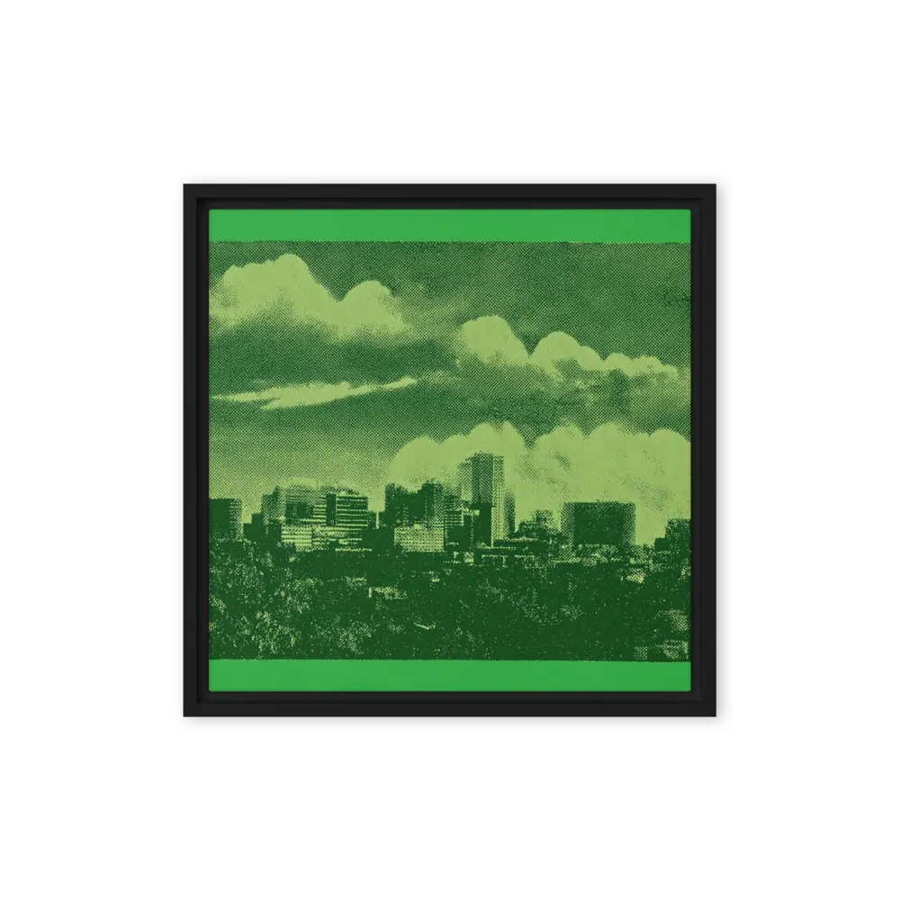 Emerald Skyline 
 Poster with Red oak Frame | 14″x 14″