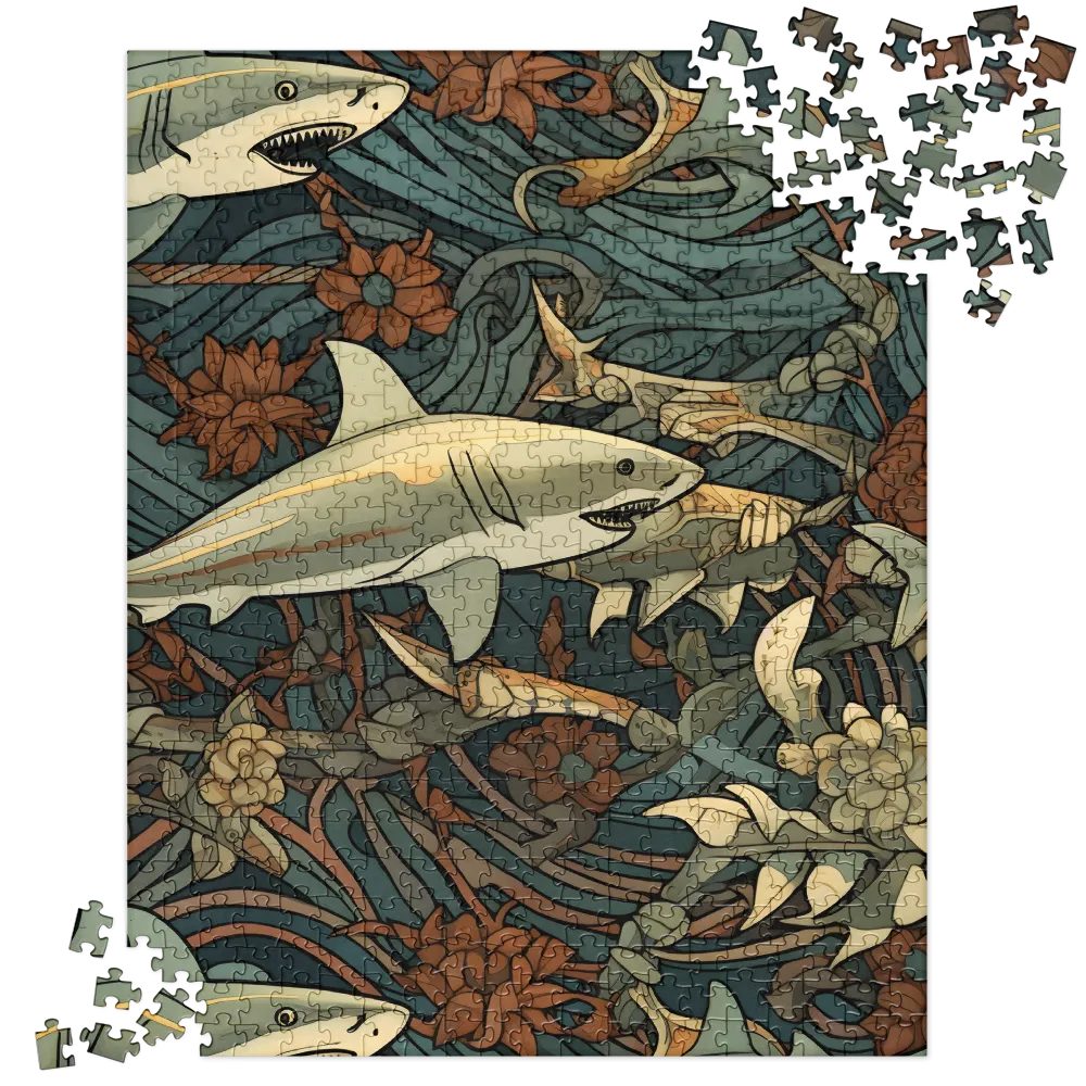 Art Nouveau Shark Pattern 
 Jigsaw Puzzle