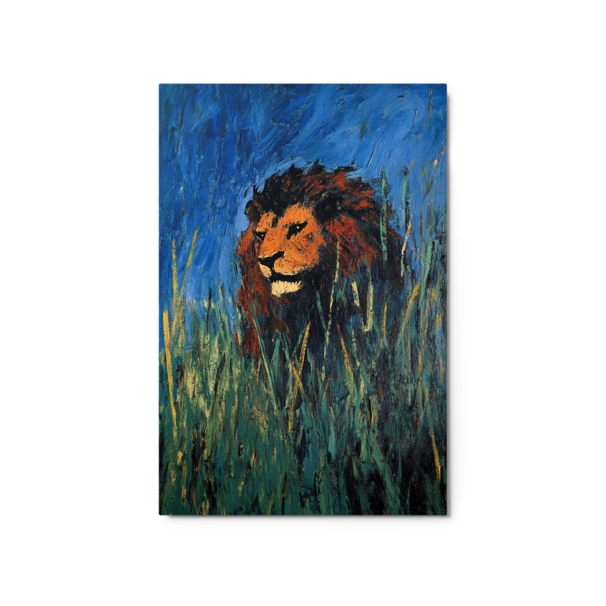 Expressionistic Lion in Grass