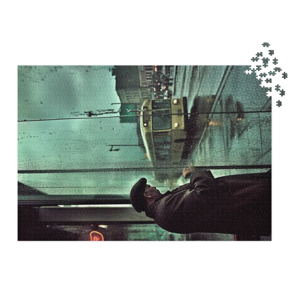 Solitary Figure in the Rain 
 Jigsaw Puzzle in Tin Box