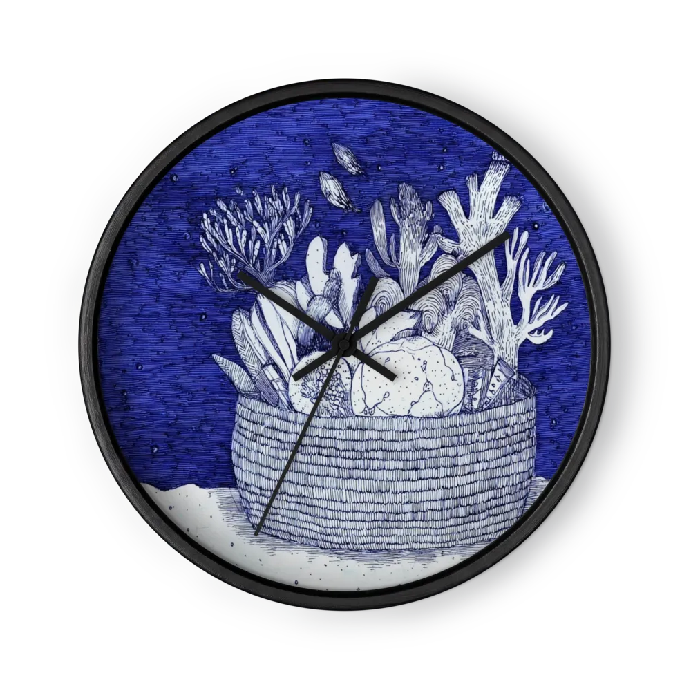 Coral in a Woven Basket | Wall Clock