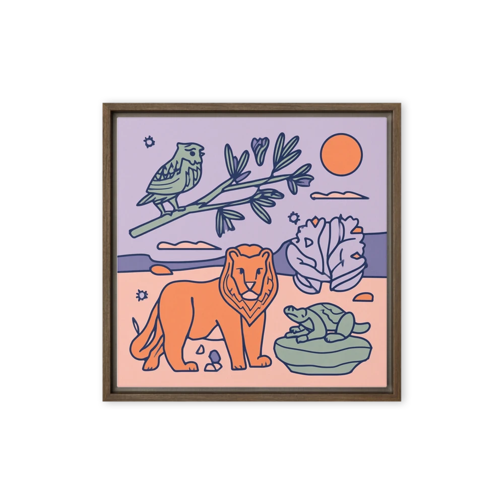 The Lion, Owl and Turtle | Art Print