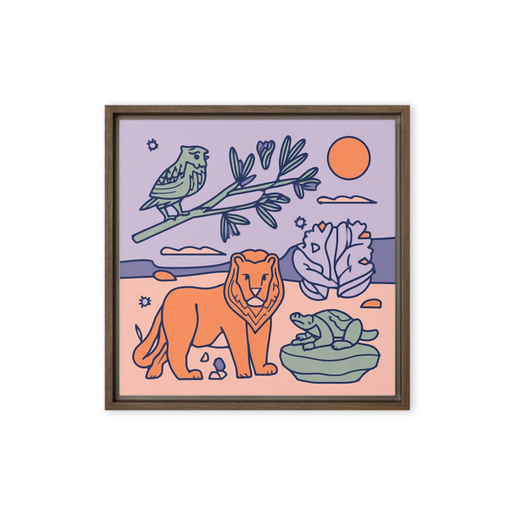 The Lion, Owl and Turtle | Art Print
