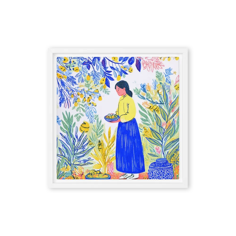 Lemon Harvest Garden 
 Poster with Black Frame | 14″x 14″