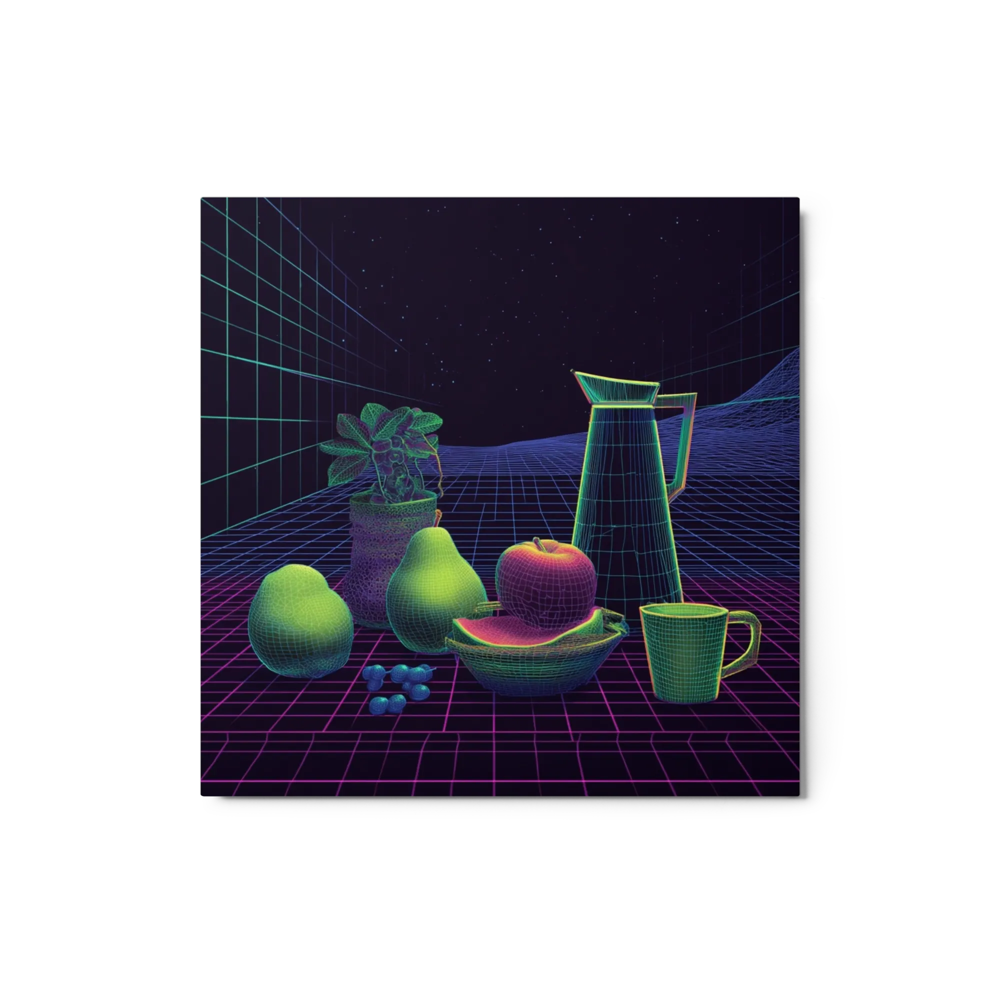 Neon Grid Still Life