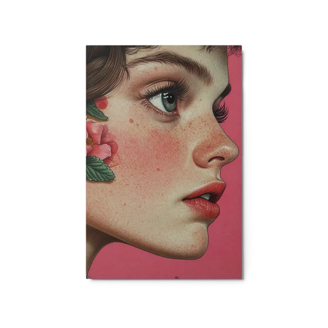 Pink Portrait with Freckles | Art Print